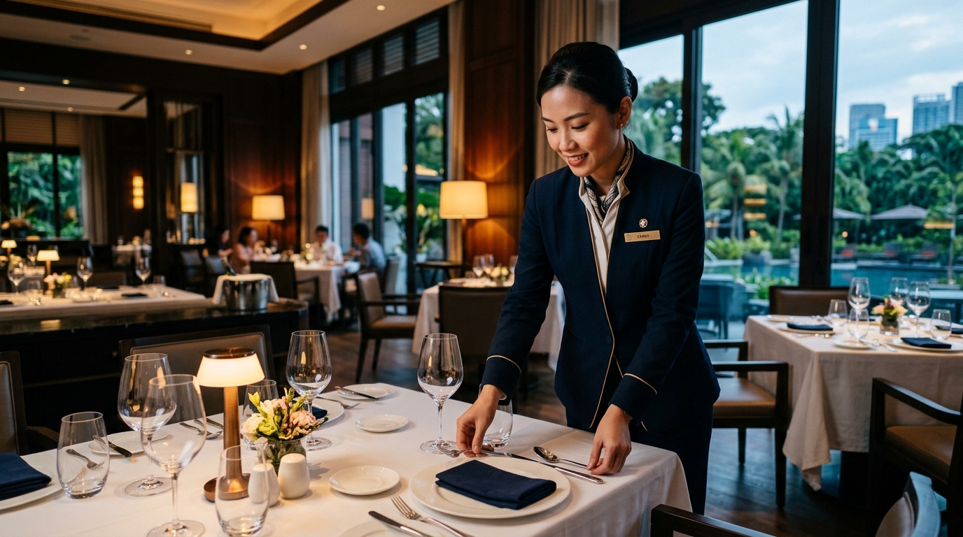 Hospitality professional in a Singapore hotel
